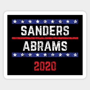 Bernie Sanders 2020 and Stacy Abrams on the One Ticket Vintage Distressed Magnet